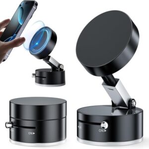 magnetic car mobile holder for dashboard vacuum suction smartphones holder mount hand free magnetic cell phone stand with strong grip shockproof suction cup mount for car gym office table black