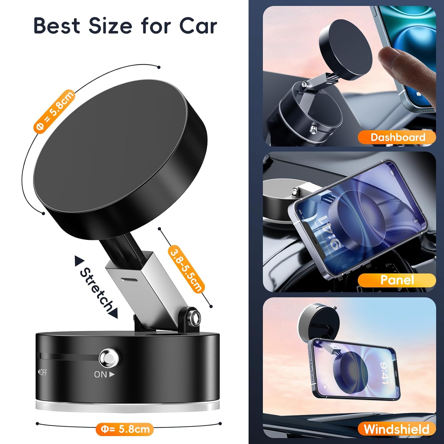 magnetic car mobile holder for dashboard vacuum suction smartphones holder mount hand free magnetic cell phone stand with strong grip shockproof suction cup mount for car gym office table black magnetic car mobile holder for dashboard vacuum suction smartphones holder mount hand free magnetic cell phone stand with strong grip shockproof suction cup mount for car gym office table black
