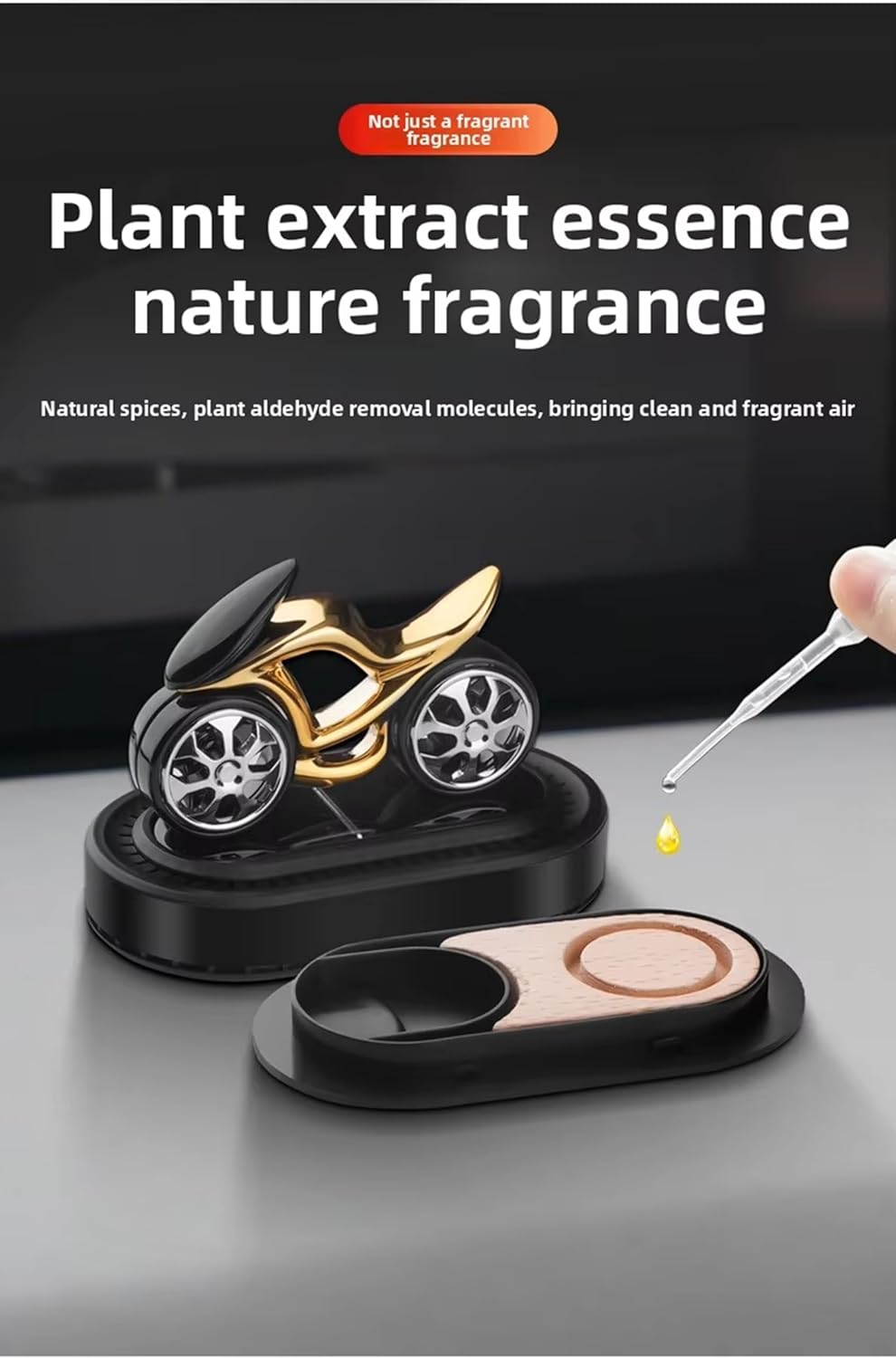 solar bike design rotating car air freshener – refillable dashboard air purifier, stylish autorotation decoration for car interior, eco friendly fragrance diffuser (gold) solar bike design rotating car air freshener – refillable dashboard air purifier, stylish autorotation decoration for car interior, eco friendly fragrance diffuser (gold)