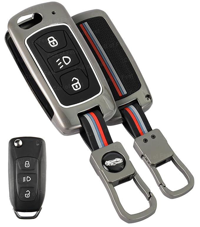 Metal Alloy Key Cover for Tata | 3-Button Flip Key with Keychain | Pack of 1 | metal alloy key cover for tata | 4 button smart key with keychain | pack of 1 | (copy)