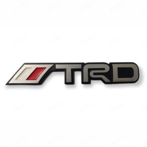 3d premium car emblem, stylish trd black silver white & red badge