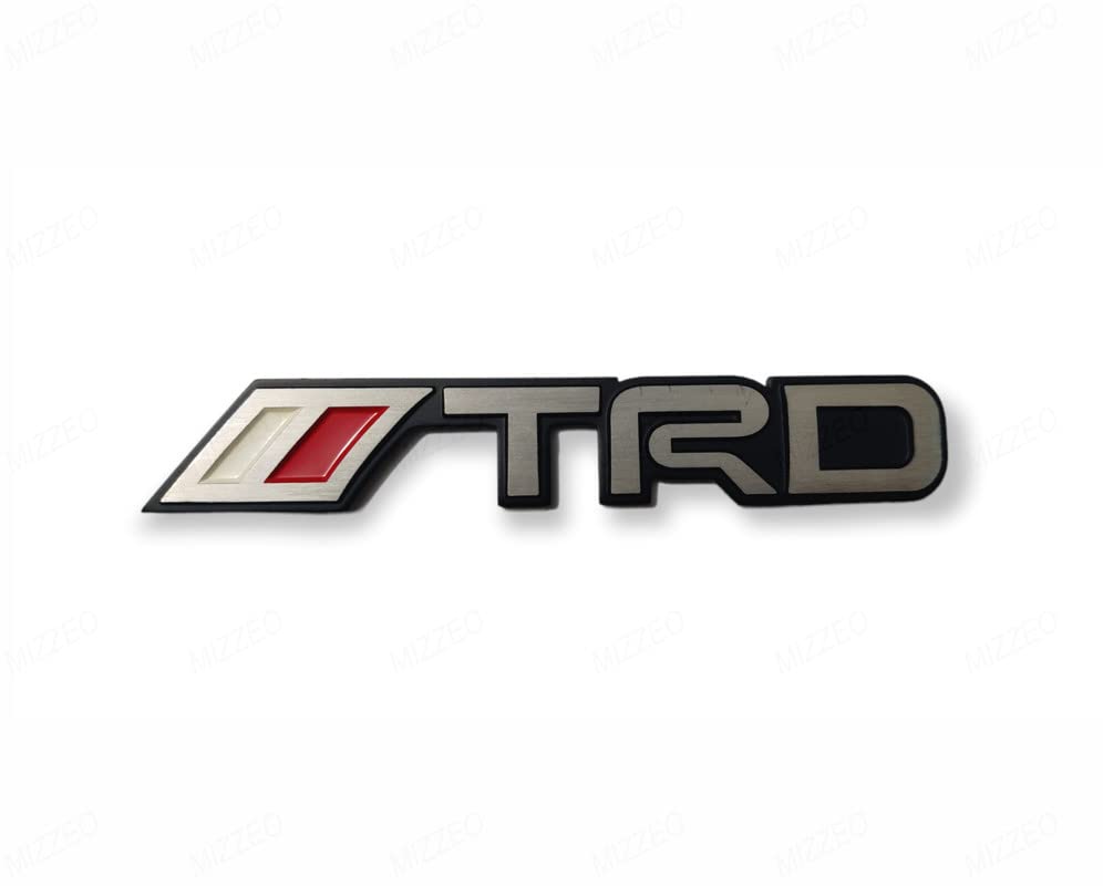 3d premium car emblem, stylish trd black silver white & red badge