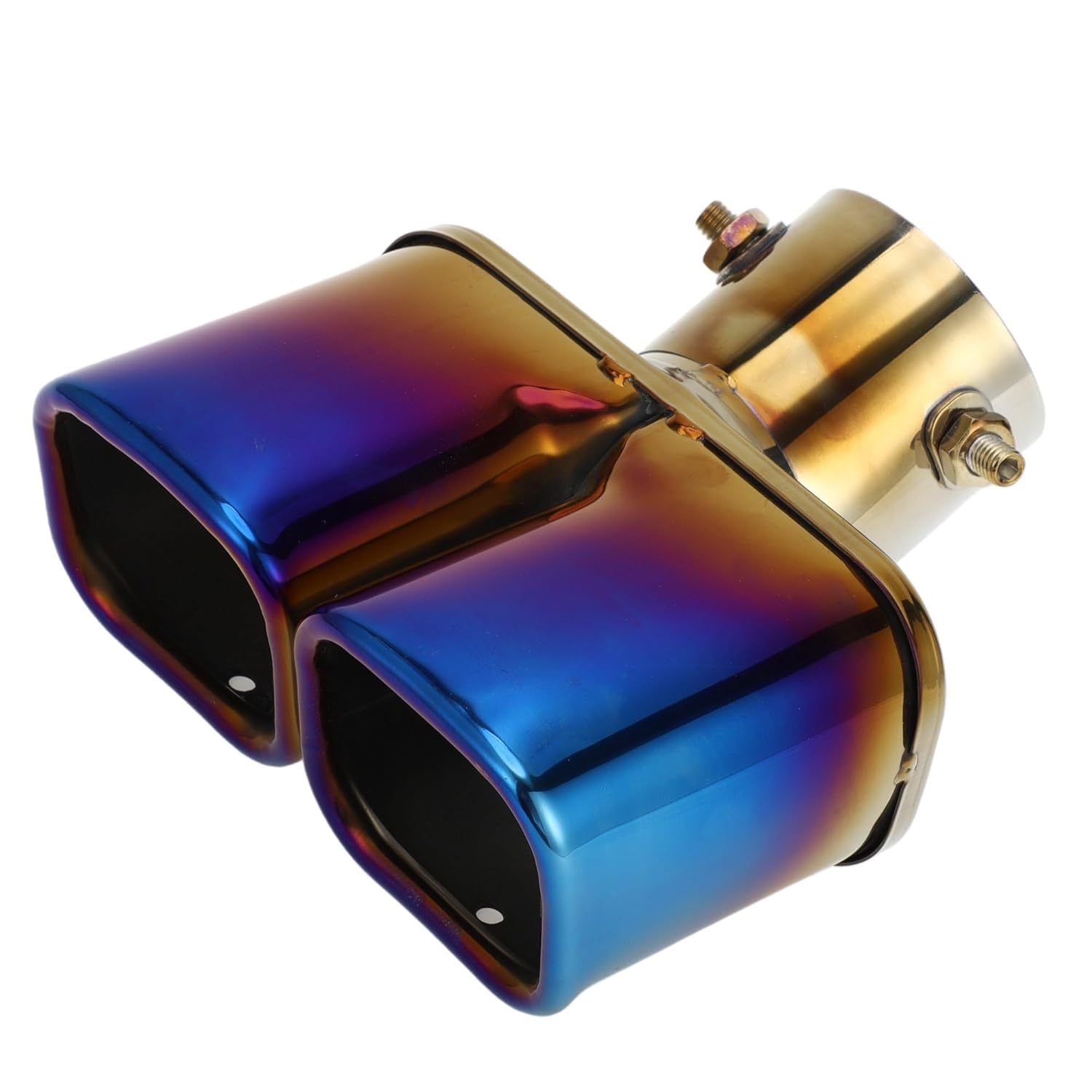 stainless steel burnt blue square shaped dual pipe car exhaust muffler tip stainless steel burnt blue square shaped dual pipe car exhaust muffler tip