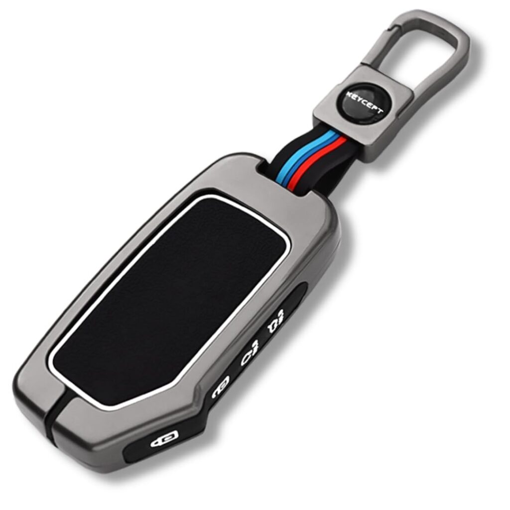 metal alloy key cover for kia seltos | sonet | carens | carens clavis | 4 button smart key with keychain
