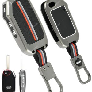 metal alloy key cover for kia | 3 button flip key with keychain