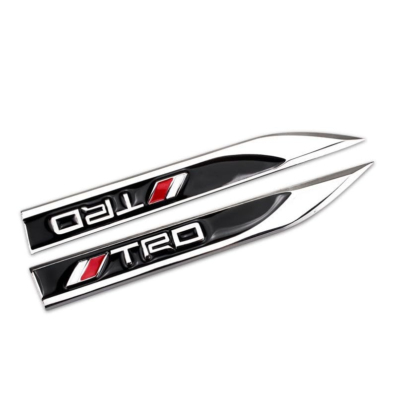 3D Set of 2 Side Fender Blade Knife Shape Metal Decal | TRD | 3d sports decal metal logo | black silver (copy)