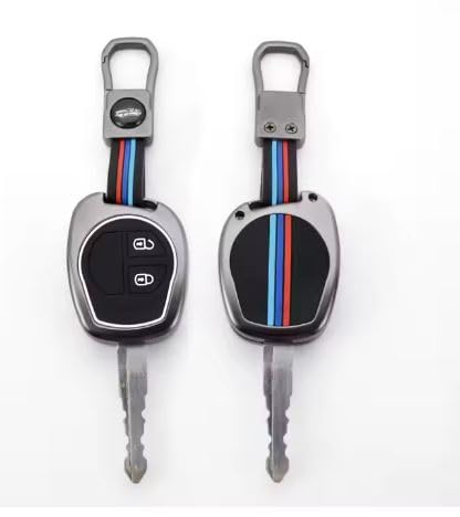 metal alloy key cover for suzuki | 2 button round smart key with keychain | pack of 1 | metal alloy key cover for suzuki | 2 button round smart key with keychain | pack of 1 |