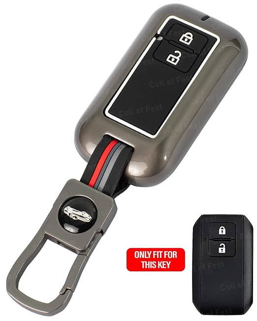 metal alloy key cover for suzuki | 2 button smart key with keychain metal alloy key cover for suzuki | 2 button smart key with keychain