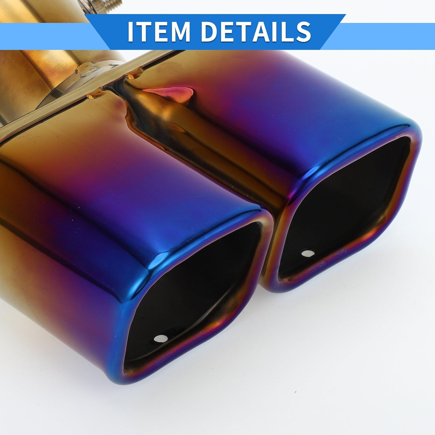 stainless steel burnt blue square shaped dual pipe car exhaust muffler tip stainless steel burnt blue square shaped dual pipe car exhaust muffler tip