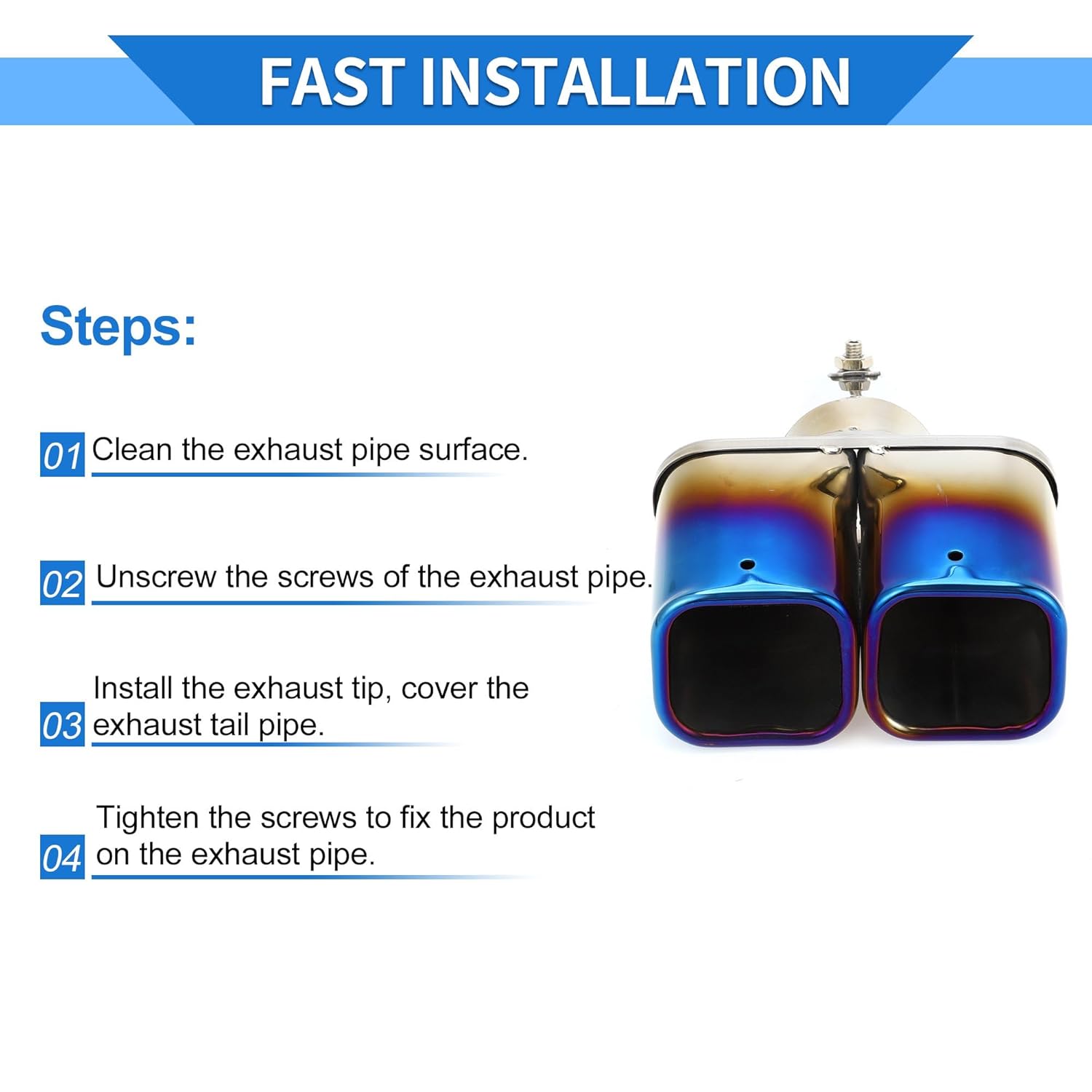 stainless steel burnt blue square shaped dual pipe car exhaust muffler tip stainless steel burnt blue square shaped dual pipe car exhaust muffler tip