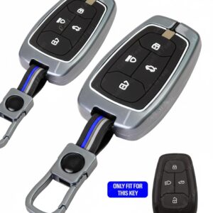 set of 2 metal alloy key cover for tata | 4 button smart key with keychain