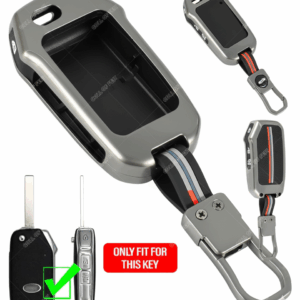 set of 2 metal alloy key cover for kia | 3 button flip key with keychain