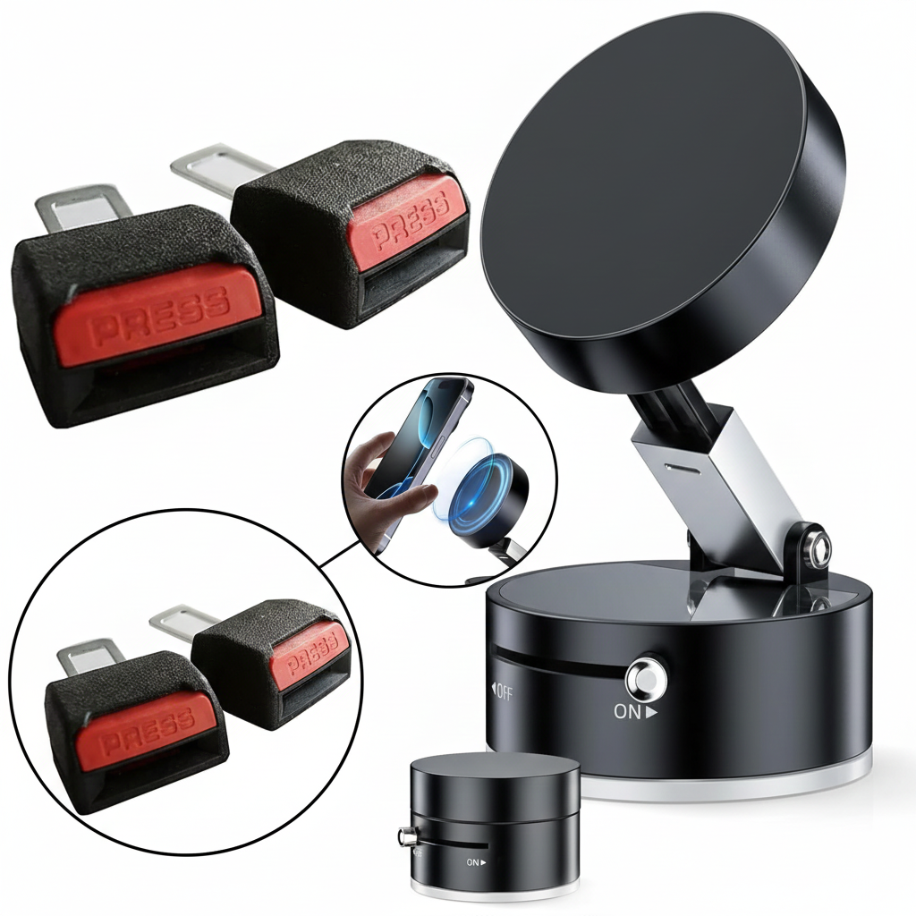 seat belt extender + magnetic phone holder combo