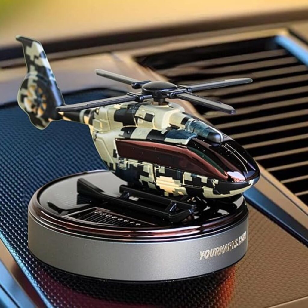 solar perfume army helicopter with moving blade